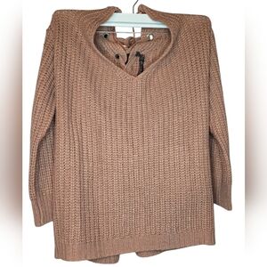 Love @ First Sight Lace-Up Back Sweater Size M